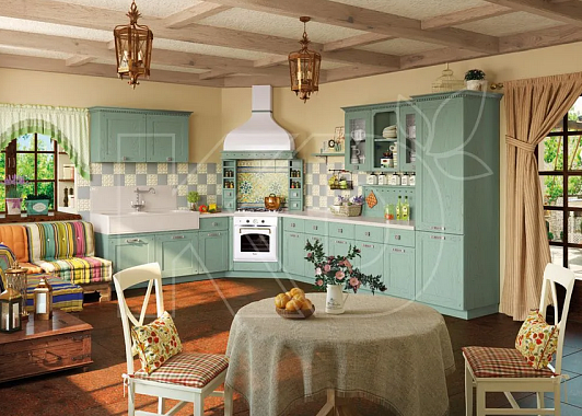 Угловые кухни оливкового цвета